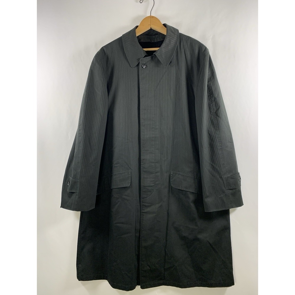 VTG Plymouth Mens Tonal Stripe Insulated Mid Length Modular Rain Coat Commuter